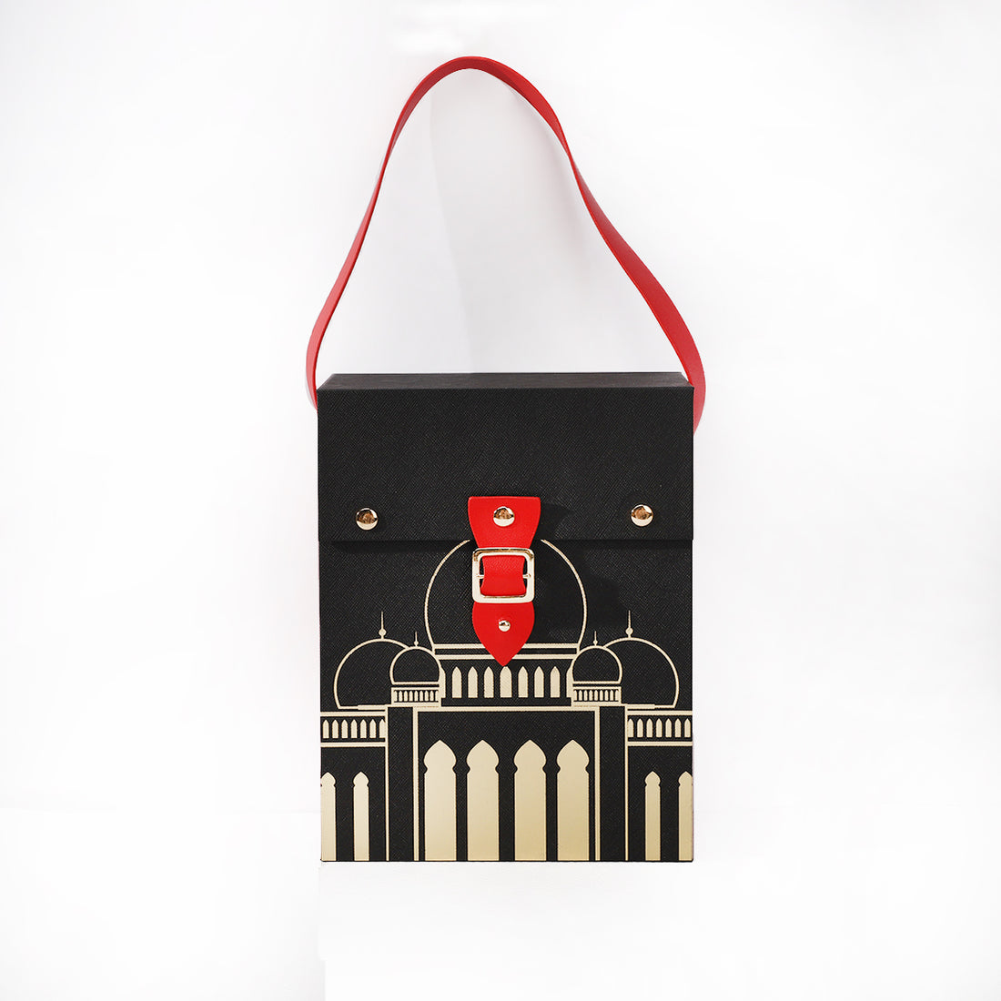 Bespoke Red&Black Leather Packaging Box with Handle
