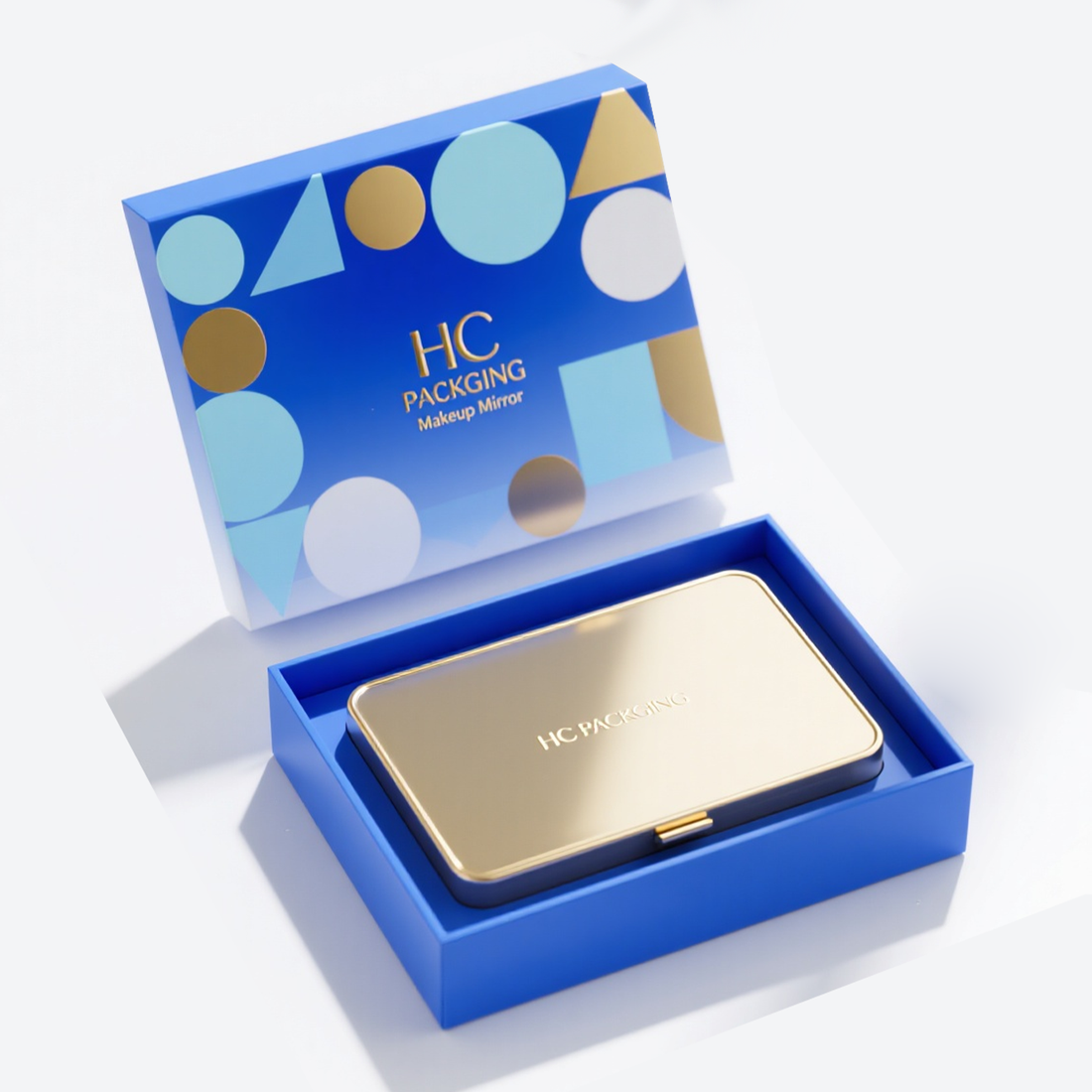Blue printing paper makeup mirror packaging box