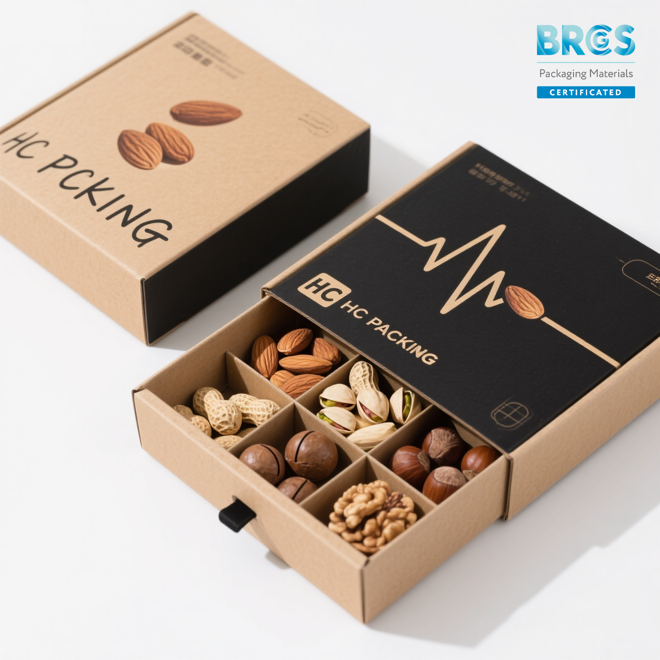 Folding Drawer Box with Ribbon handle for Nuts
