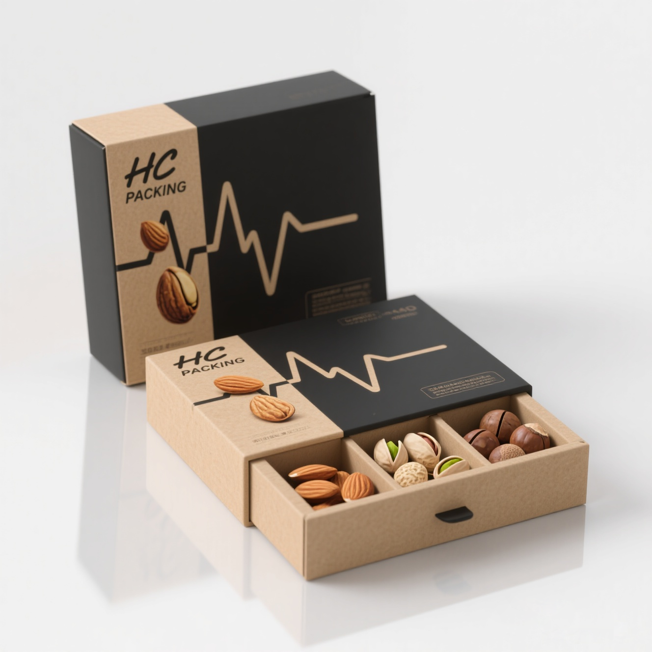 Folding Drawer Box with Ribbon handle for Nuts