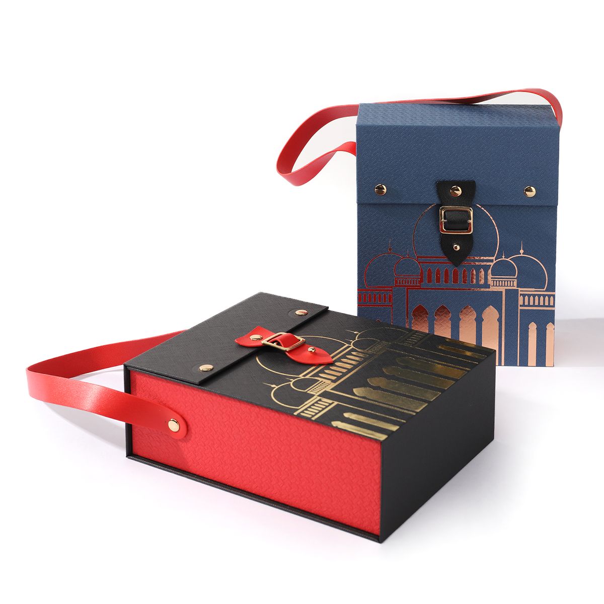 Bespoke Red&Black Leather Packaging Box with Handle