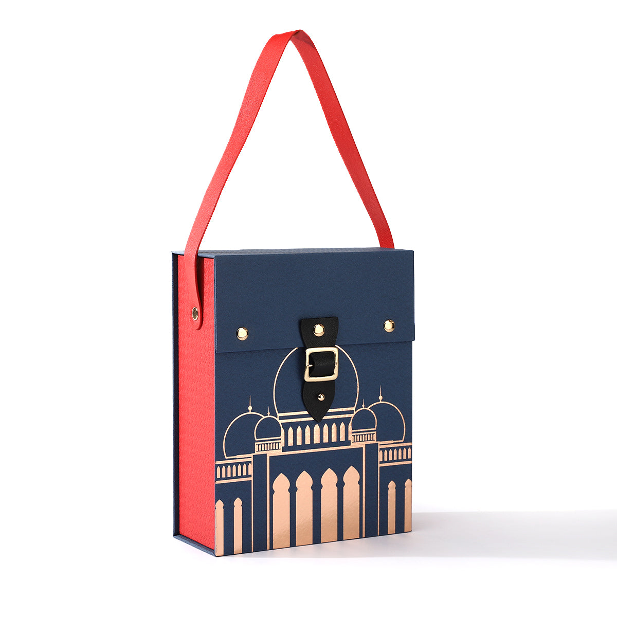 Perfume packaging box with handle and metal lock