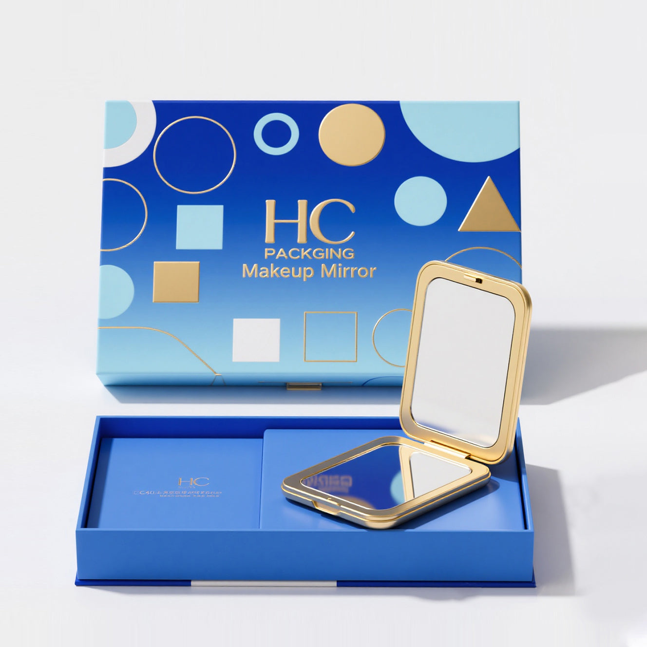 Blue printing paper makeup mirror packaging box