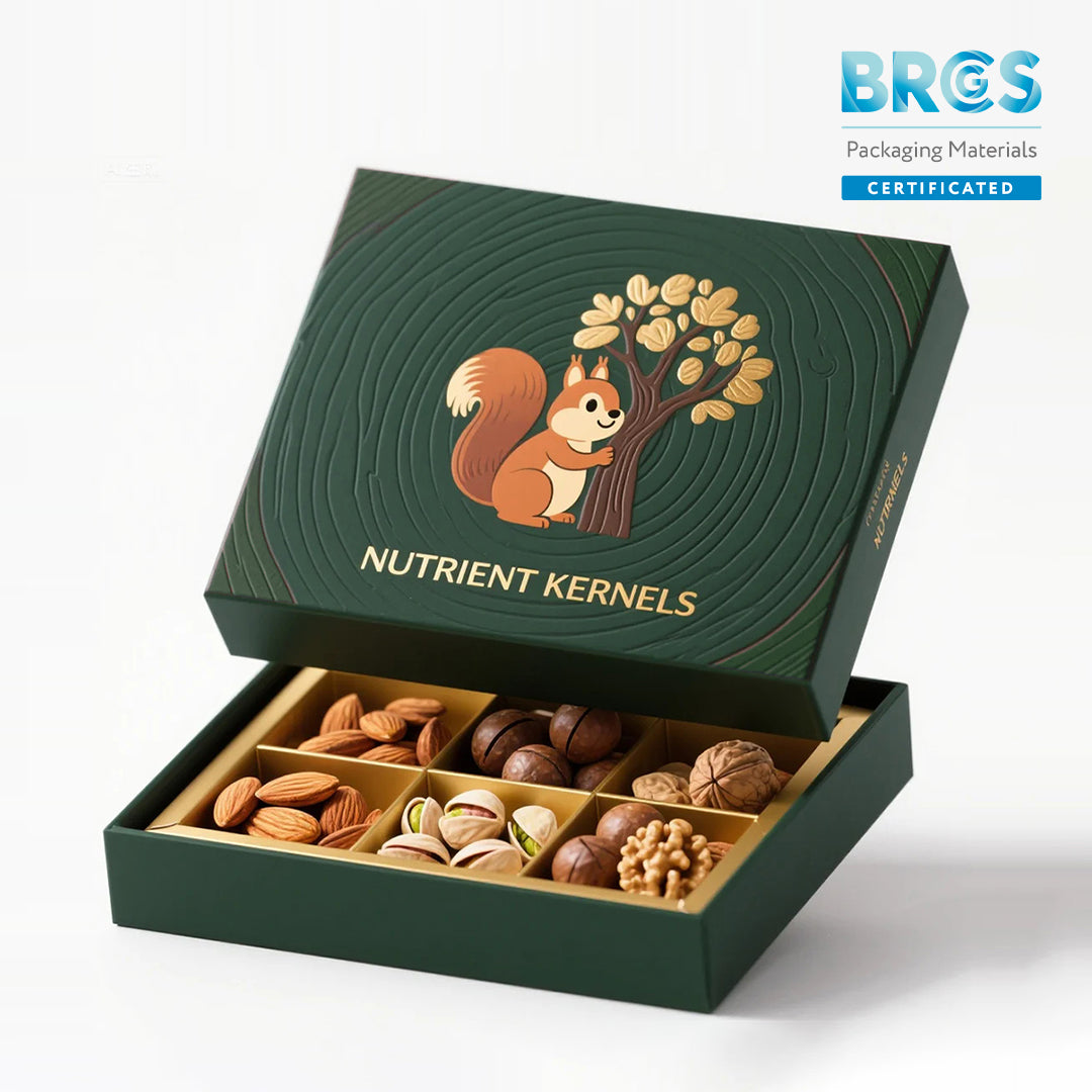 BRCGS Certificated Lid and Base Rigid Box for Nuts