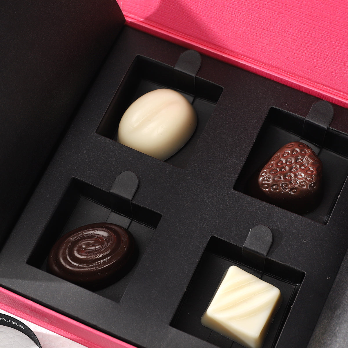 Pink rigid box chocolate with magnetic